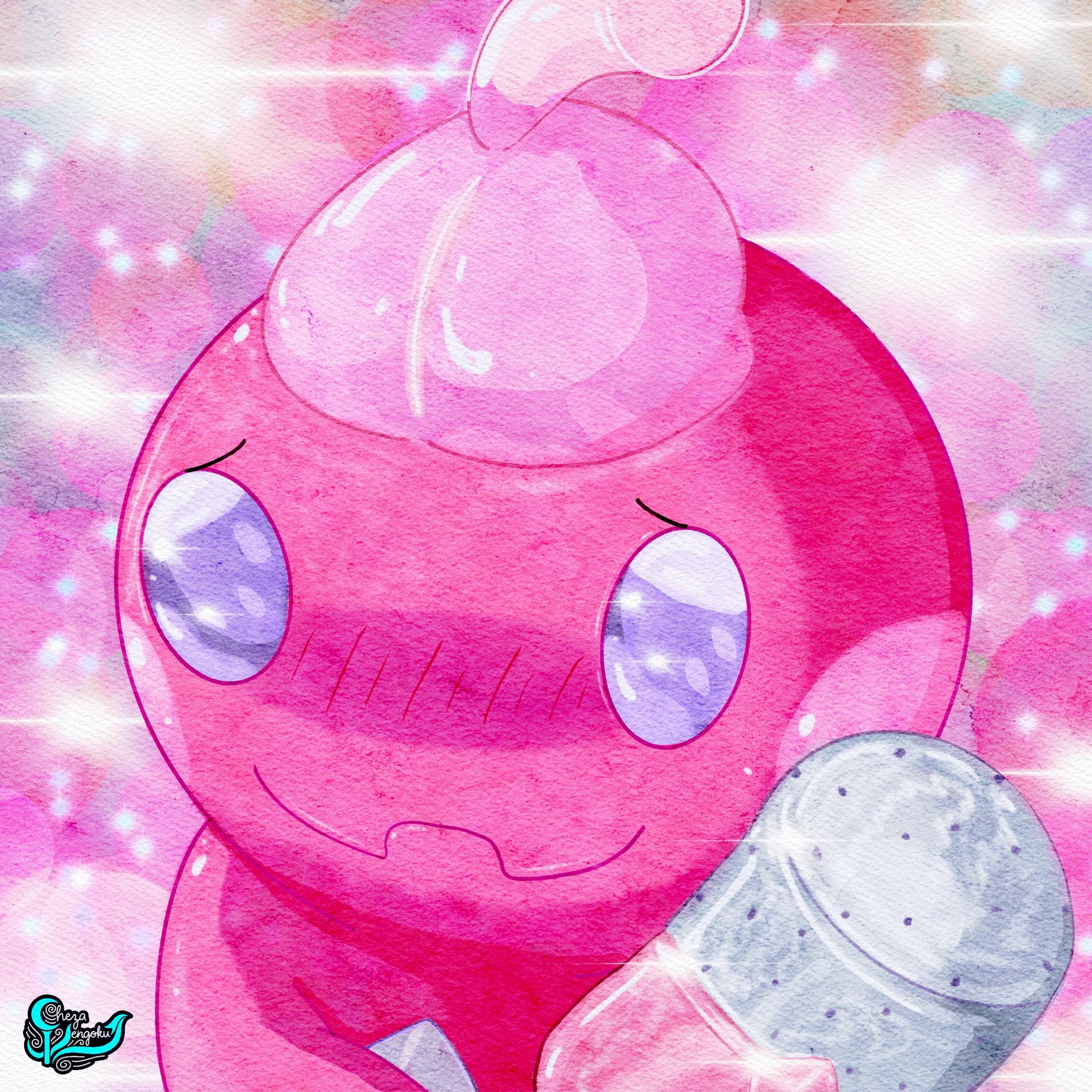 Pink character illustration by Cheza